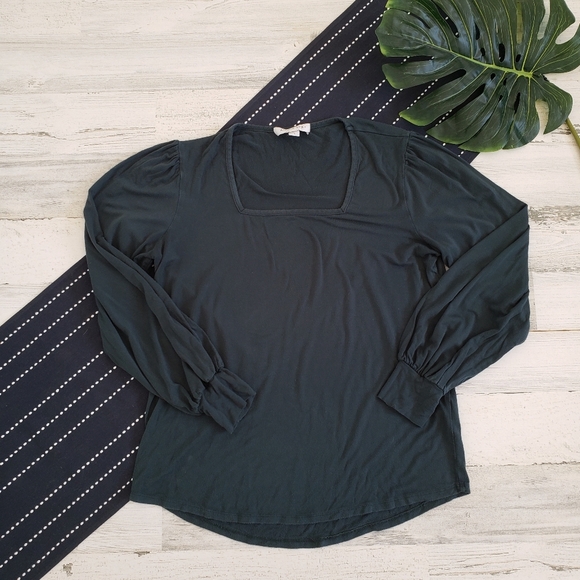 Amour Vert| Square Neck Cuffed Bishop Sleeve Green Size Small - Picture 1 of 6